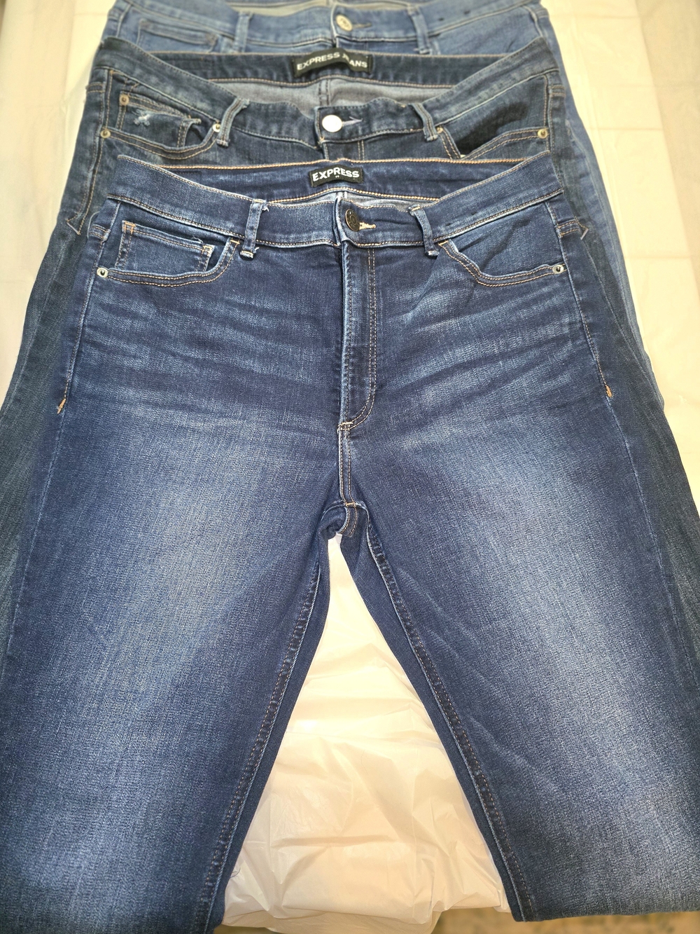 3 Pair Express Medium-Dark Blue Stretch Skinny Jeans